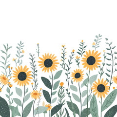 Obraz premium 2D illustrator doodle-style floral and leaf graphics on a white background or wallpaper