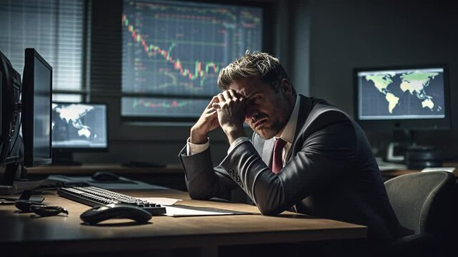 Finance professional in despair after losing everything in a devastating global financial crisis