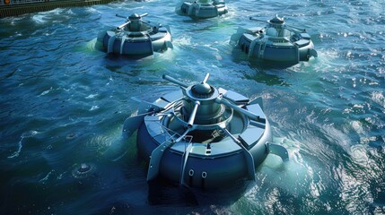 Innovative floating tidal energy farm with underwater turbines