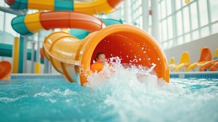 Thrilling Water Slide Splash - Indoor Adventure Park