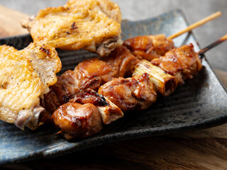 Grilled chicken skewers, seasoned chicken