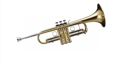Fototapeta premium Brass trumpet isolated on a white background