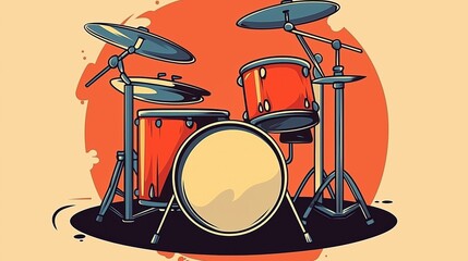 Vector illustration of drum set on a simple background