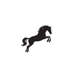 Horse silhouette. Running horse silhouette. Jumping horse vector design on white background. Horse logo, icon.