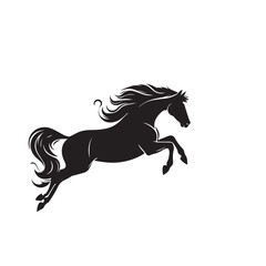 Obraz premium Horse silhouette. Running horse silhouette. Jumping horse vector design on white background. Horse logo, icon.