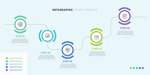 Infographic design template. Timeline concept with 5 options or steps template. layout, diagram, annual, report, presentation.