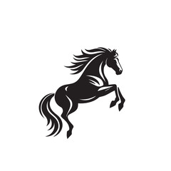 Horse silhouette. Running horse silhouette. Jumping horse vector design on white background. Horse logo, icon.