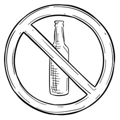 no alcohol handdrawn illustration