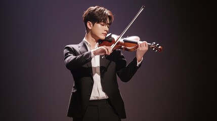 Fototapeta premium Korean violinist playing violin on the stage 