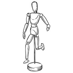 wooden mannequin handdrawn illustration