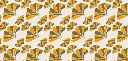 Oriental vintage flower seamless pattern. Pastel background in minimalist for backgrounds, wallpapers, textile, and fashion.