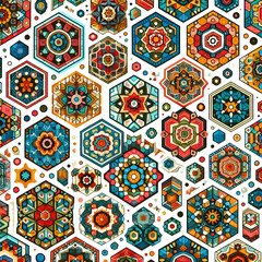 Vibrant Colorful Geometric Octagon Shapes Abstract Design for Modern Art & Digital Projects