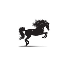 Horse silhouette. Running horse silhouette. Jumping horse vector design on white background. Horse logo, icon.