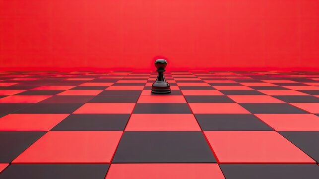 Checkers, kinged piece ready to move, red and black checkerboard, soft table light