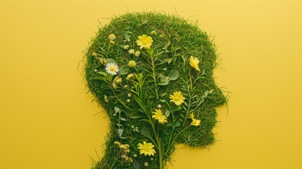 silhouette of a human being made of flowers