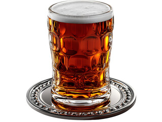 a glass of beer on a plate

