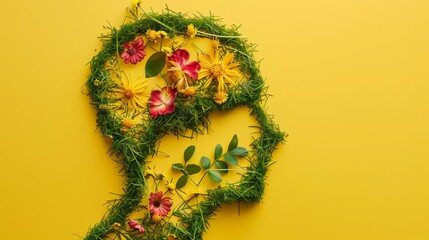 silhouette of a human being made of flowers