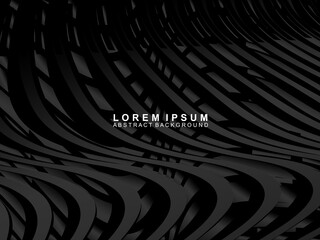 Abstract futuristic dark black background with wave design. Realistic 3d wallpaper with luxurious flowing lines. Perfect background for posters, websites, brochures, banners, applications, etc.