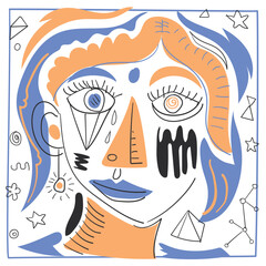 Abstract Woman Face Illustration