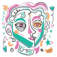 Abstract Woman Face Illustration