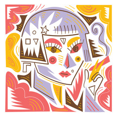 Abstract Woman Face Illustration