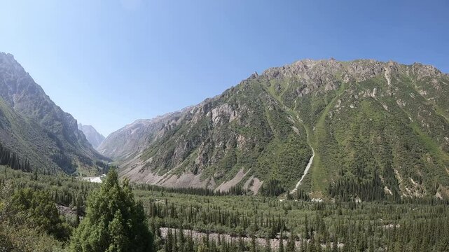 Scenic view of the mountain in Ala Archa National Park, Kyrgyzstan