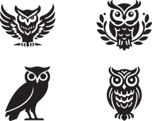 Selbstklebende Fototapeten Eulen owl silhouette vector icon set  © JR Shoron