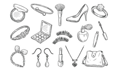 female accessories handdrawn collection