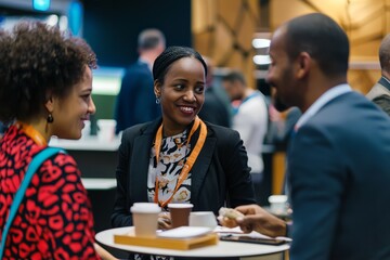 Leaders from various backgrounds engaged in a panel discussion at a summit, with a moderator and audience visible