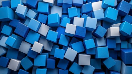 Obraz premium Overlapping squares, creating a mosaic effect, shades of blue, soft glow