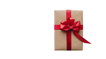 Gift box with red ribbon on transparent background