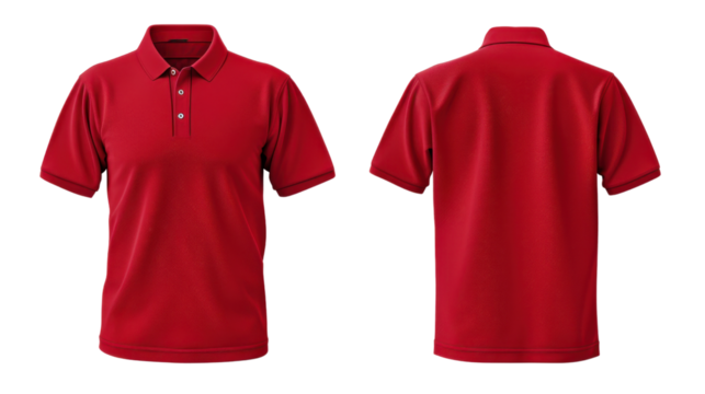 Red polo shirt on transparent background