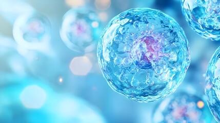 Abstract Blue Cells Microbiological Research