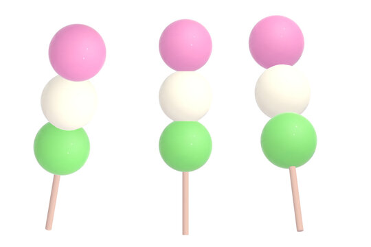 3d render icon of Mitarashi Dango Japanese dessert isolated on transparent background