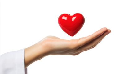 Fototapeta premium Doctor Heart on hand holding heart symbol sign healthcare medical equipment left hand isolated white background