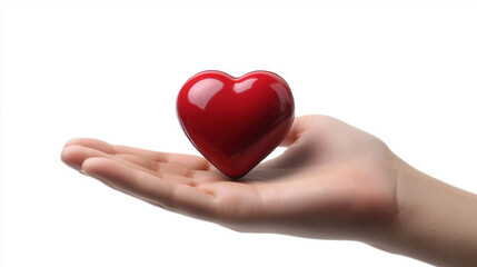 Obraz premium Heart on hand holding heart symbol sign healthcare medical equipment right hand isolated white background