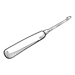 sewing crochet hook handdrawn illustration