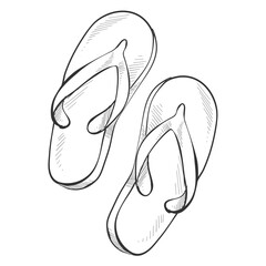 beach slippers handdrawn illustration