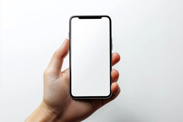 Hand Holding Smartphone Mockup Isolated created with Generative AI