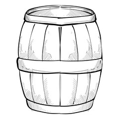 wooden barrel handdrawn illustration