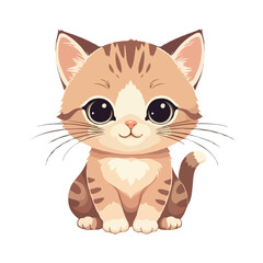 Fototapeta premium Adorable Cartoon Black Kitten Clipart in Cute Sitting Pose