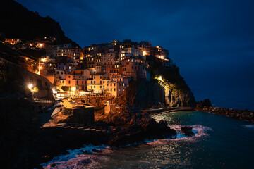 Manarola Illuminated at Blue Hour, Cinque Terre Italy