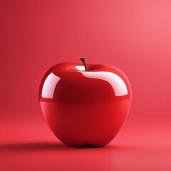 Obraz premium Shiny apple on a red background