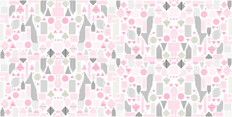 Contemporary Seamless Geometric Design with Wavy Stripes and Mosaic Patterns &ndash; Dynamic and Textured Pattern for Fashion Fabrics, Wallpaper, and Graphic Backgrounds