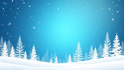 Obraz premium Snowy Winter Forest with Frosty Trees on Blue Background