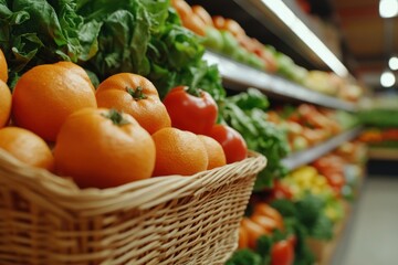 Grocery Shopping for Meal Planning Filling the Cart with Fresh Produce and Vibrant Ingredients for Delicious and Healthy Meals