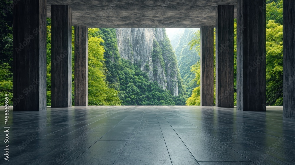 Poster minimalist interior design a serene space embracing gratitude and balance the open framework of this
