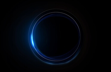 Blue, glowing lines forming a circle on a black background, evoking the concept of a solar eclipse