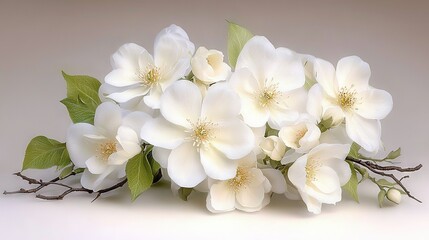   A field of white flowers swaying on a green leafy background