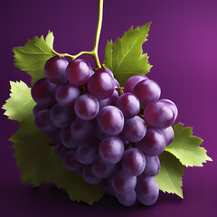 Fototapeta premium Bunch of fresh purple grapes on a purple background